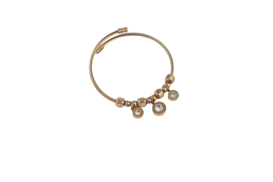 Shoecide 316l Çelik Gold Renk Zirkon Taşlı Model Charm Bileklik