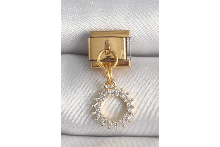 Shoecide 316l Çelik Gold Renk Zirkon Taşlı Sallantı Güneş Model Nomination Charm
