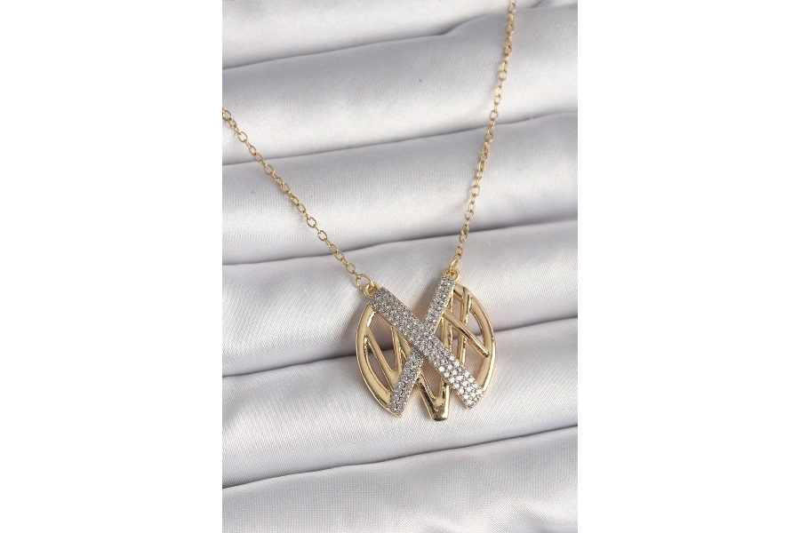 Shoecide 316l Çelik Gold Renk Zirkon Taşlı Vintage Model Kadın Kolye