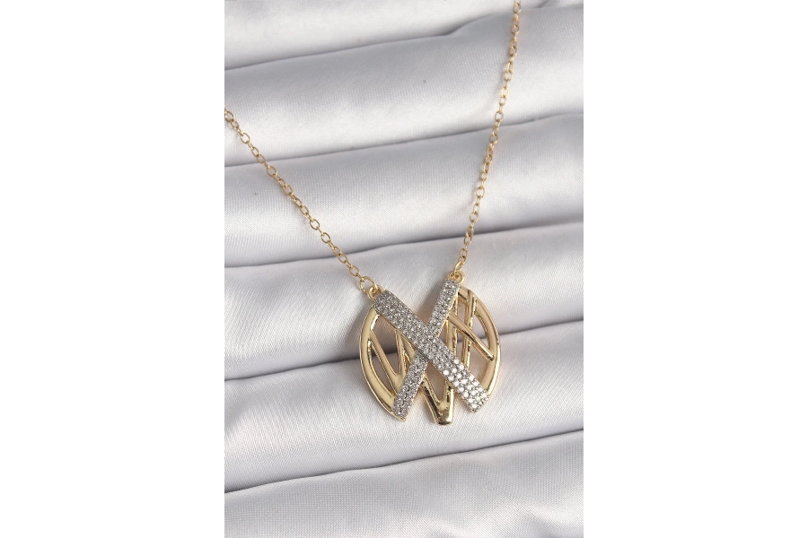 Shoecide 316l Çelik Gold Renk Zirkon Taşlı Vintage Model Kadın Kolye