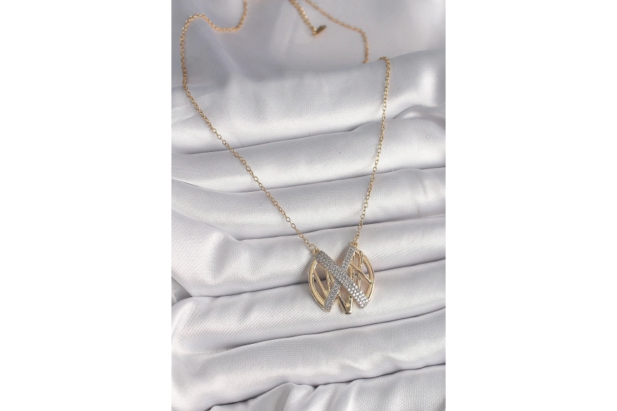 Shoecide 316l Çelik Gold Renk Zirkon Taşlı Vintage Model Kadın Kolye
