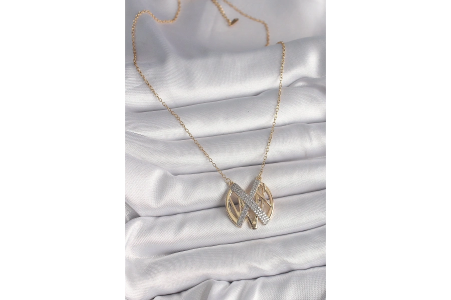 Shoecide 316l Çelik Gold Renk Zirkon Taşlı Vintage Model Kadın Kolye