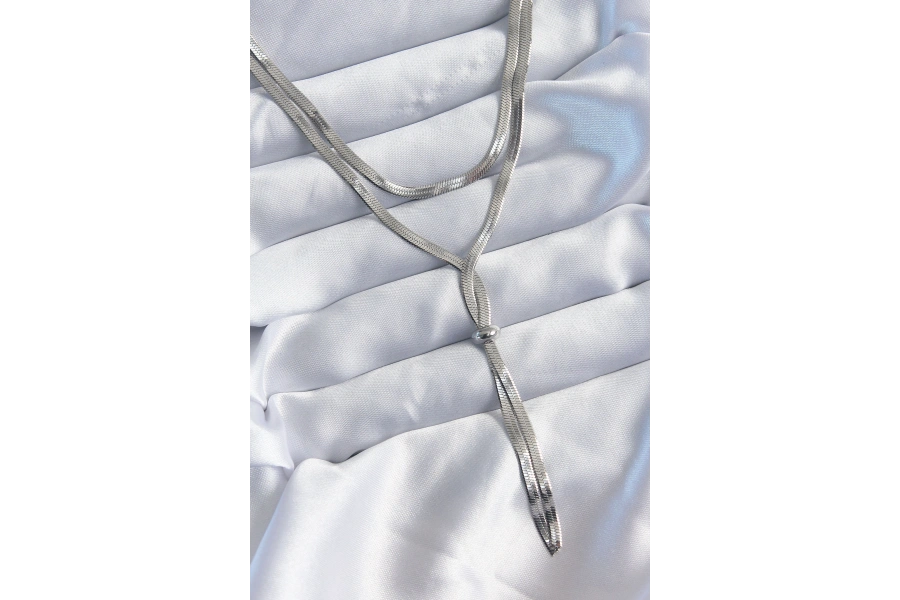 Shoecide 316l Çelik Gümüş Renk 2li İtalyan Zincir Asansör Model Kadın Kolye