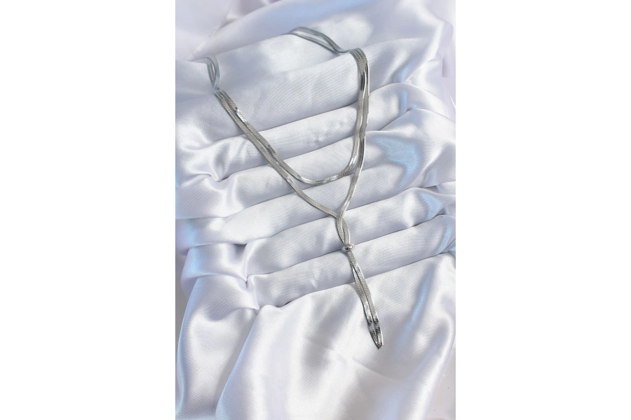 Shoecide 316l Çelik Gümüş Renk 2li İtalyan Zincir Asansör Model Kadın Kolye