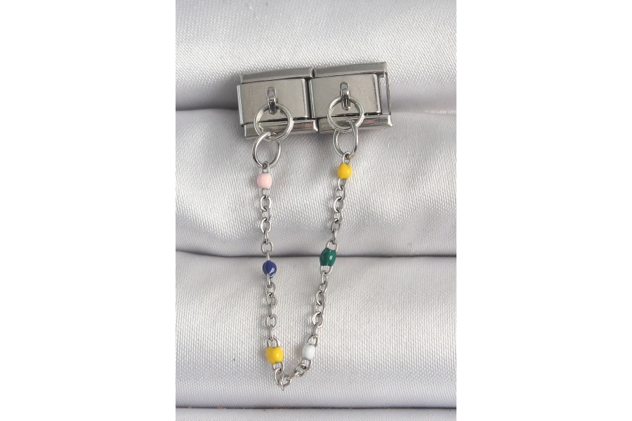 Shoecide 316l Çelik Gümüş Renk 2li Sallantı Zincir Model Nomination Charm