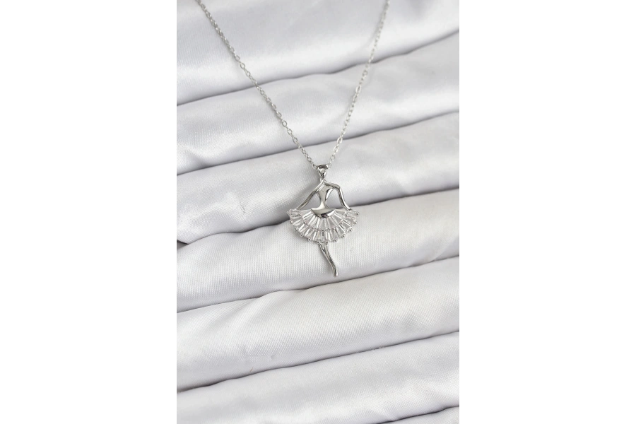 Shoecide 316l Çelik Gümüş Renk Balerin Model Kadın Kolye