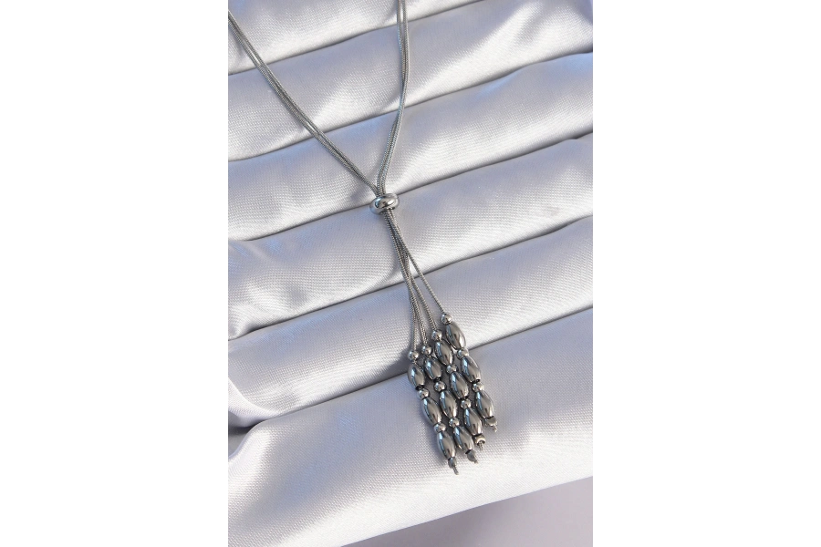 Shoecide 316l Çelik Gümüş Renk Boyu Ayarlanabilir Sallantılı Model Kolye