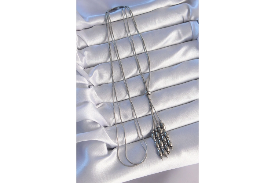 Shoecide 316l Çelik Gümüş Renk Boyu Ayarlanabilir Sallantılı Model Kolye