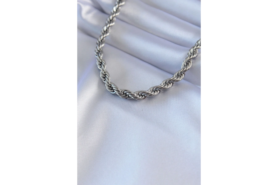 Shoecide 316l Çelik Gümüş Renk Burgu Model 45 Cm Kadın Kolye