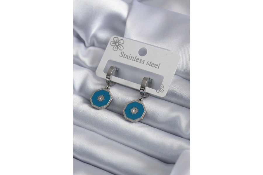 Shoecide 316l Çelik Gümüş Renk Geometrik Model Zirkon Taş Detay Kadın Küpe