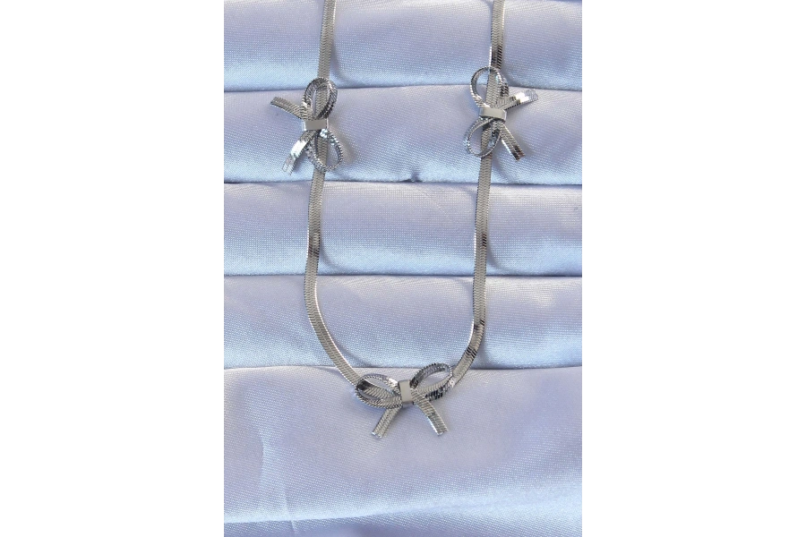 Shoecide 316l Çelik Gümüş Renk İtalyan Zincirli Fiyonk Kolye