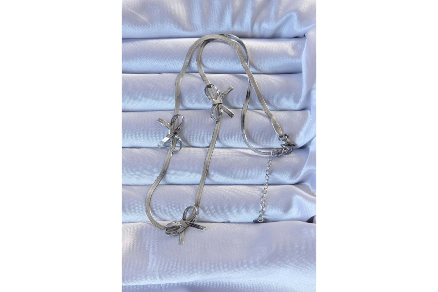 Shoecide 316l Çelik Gümüş Renk İtalyan Zincirli Fiyonk Kolye