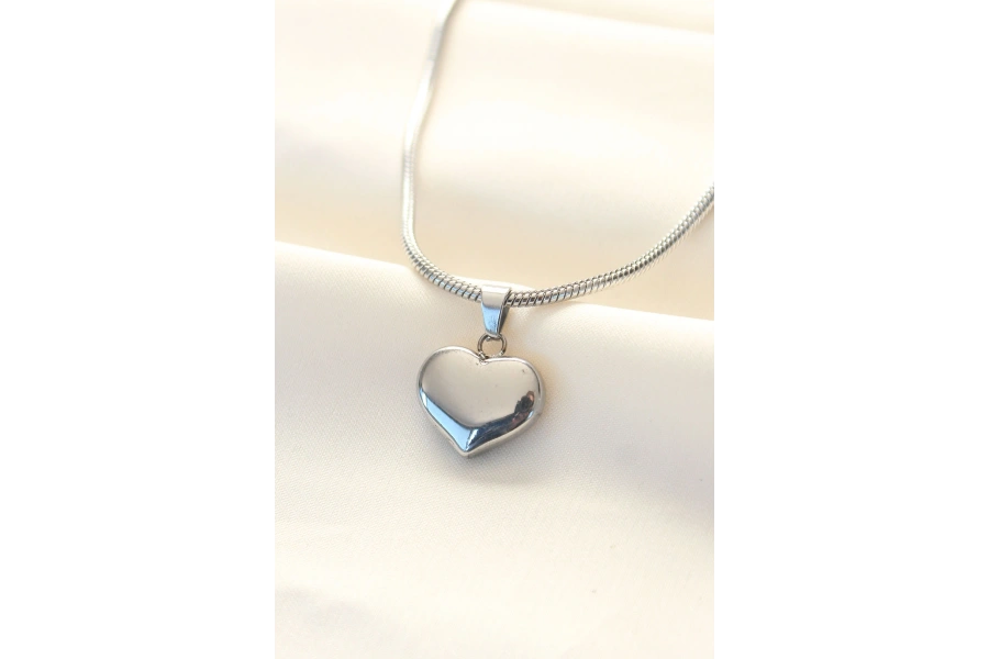 Shoecide 316l Çelik Gümüş Renk Kalp Kolye