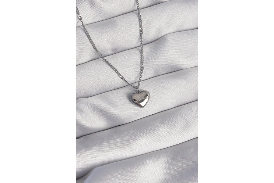 Shoecide 316l Çelik Gümüş Renk Kalp Model Love Kolye