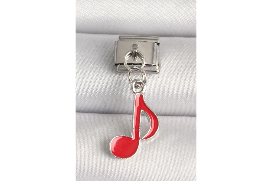 Shoecide 316l Çelik Gümüş Renk Kırmızı Müzik Nota Model Nomination Charm
