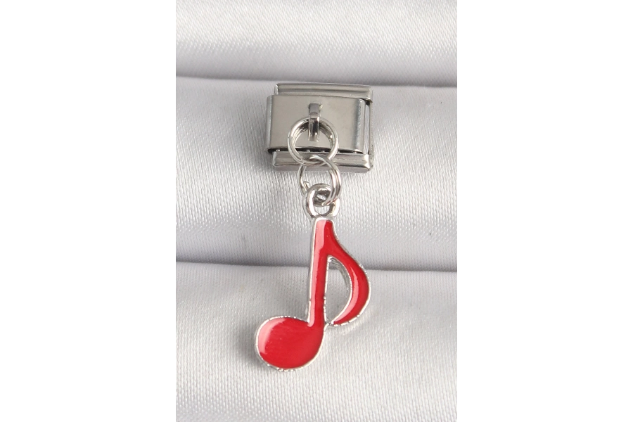 Shoecide 316l Çelik Gümüş Renk Kırmızı Müzik Nota Model Nomination Charm