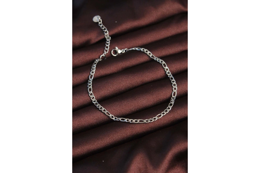 Shoecide 316l Çelik Gümüş Renk Kuş Gözü Erkek Zincir Bileklik