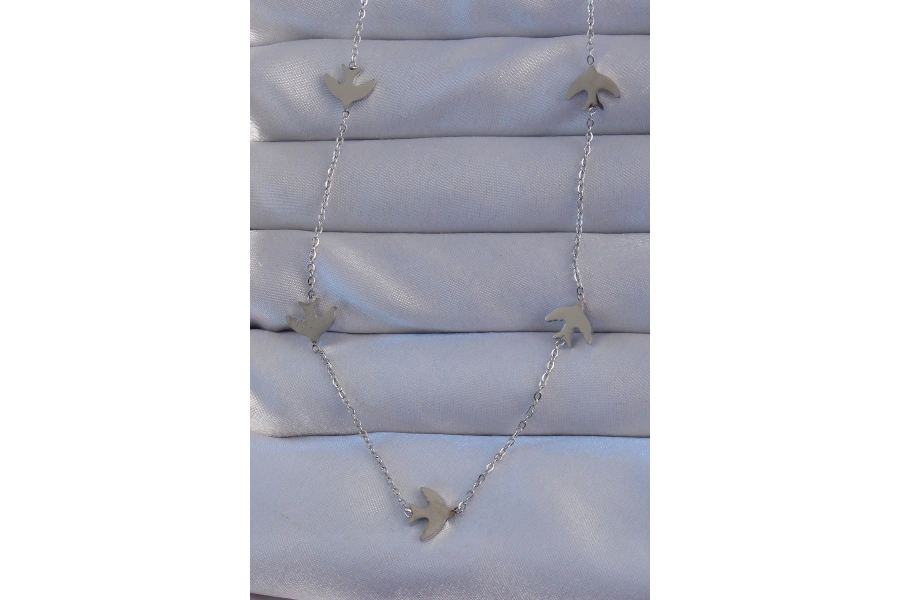 Shoecide 316l Çelik Gümüş Renk Kuş Model Kolye