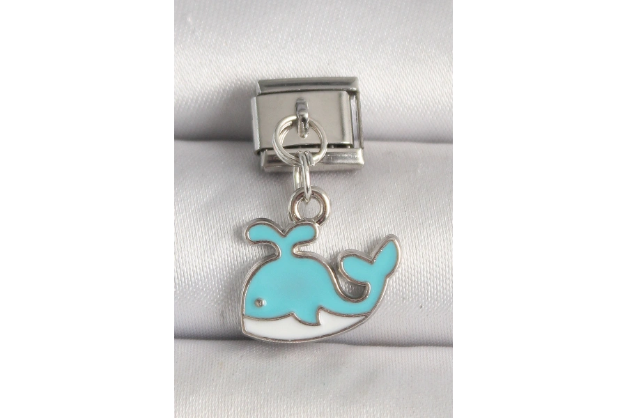 Shoecide 316l Çelik Gümüş Renk Mavi Balina Model Nomination Charm