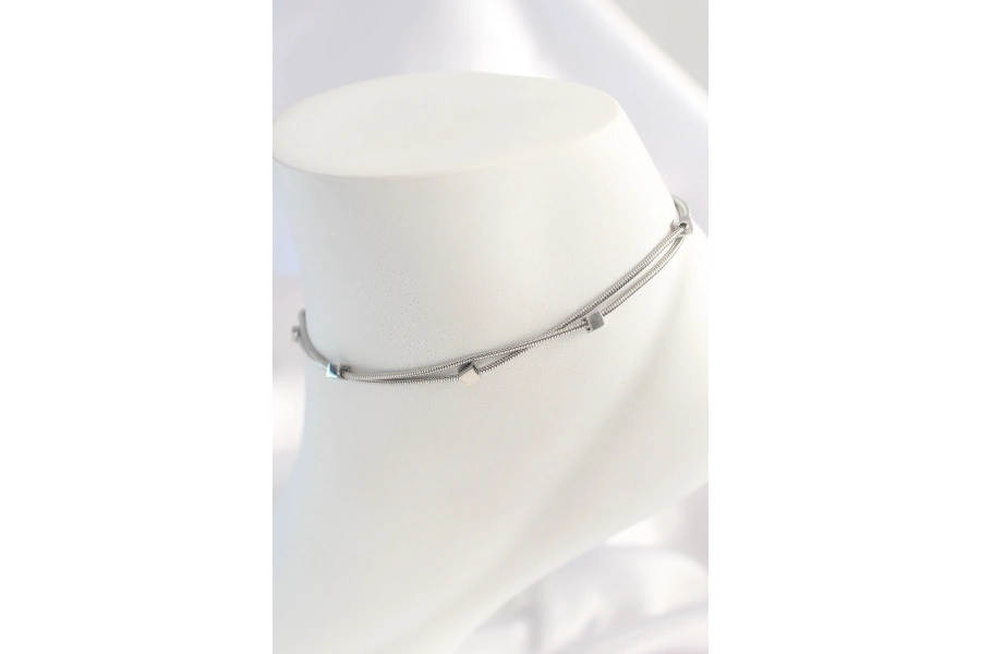 Shoecide 316l Çelik Gümüş Renk Minimal Kare Model Kadın Halhal