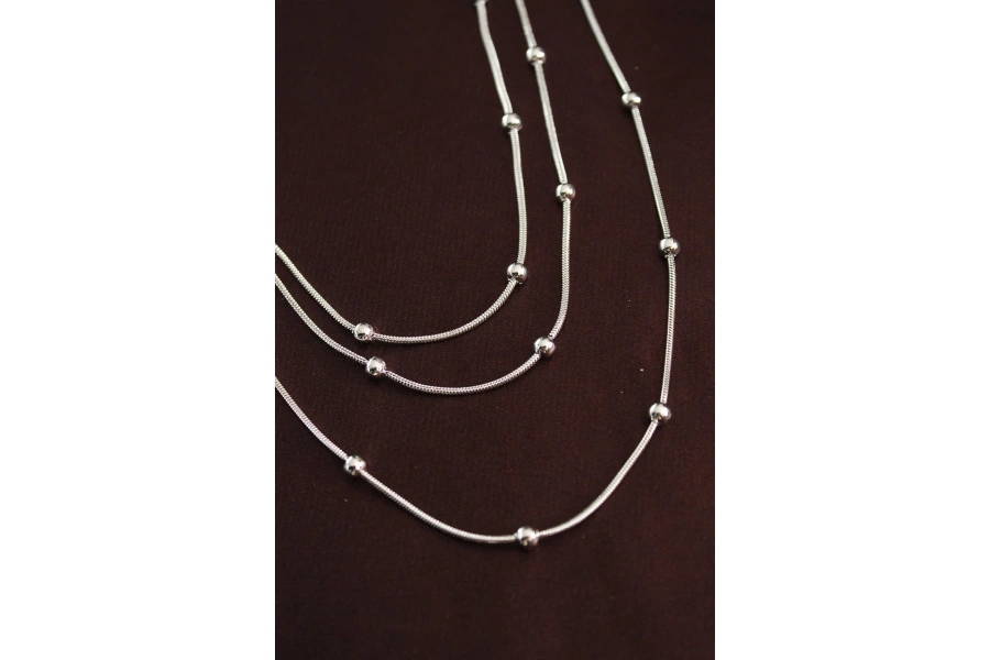 Shoecide 316l Çelik Gümüş Renk Minimal Topçuk Model Çoklu Kolye