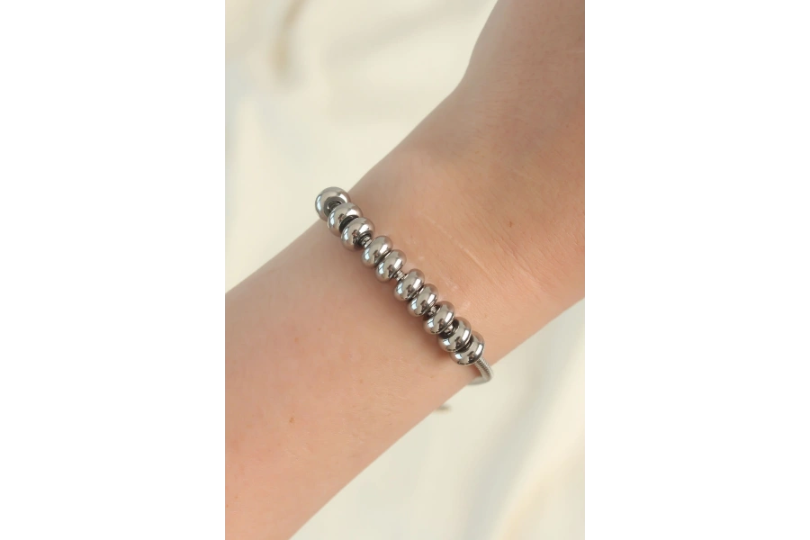 Shoecide 316l Çelik Gümüş Renk Oval Figürlü Bileklik