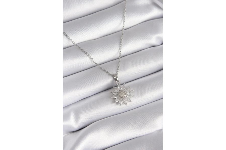 Shoecide 316l Çelik Gümüş Renk Papatya Model Kadın Kolye