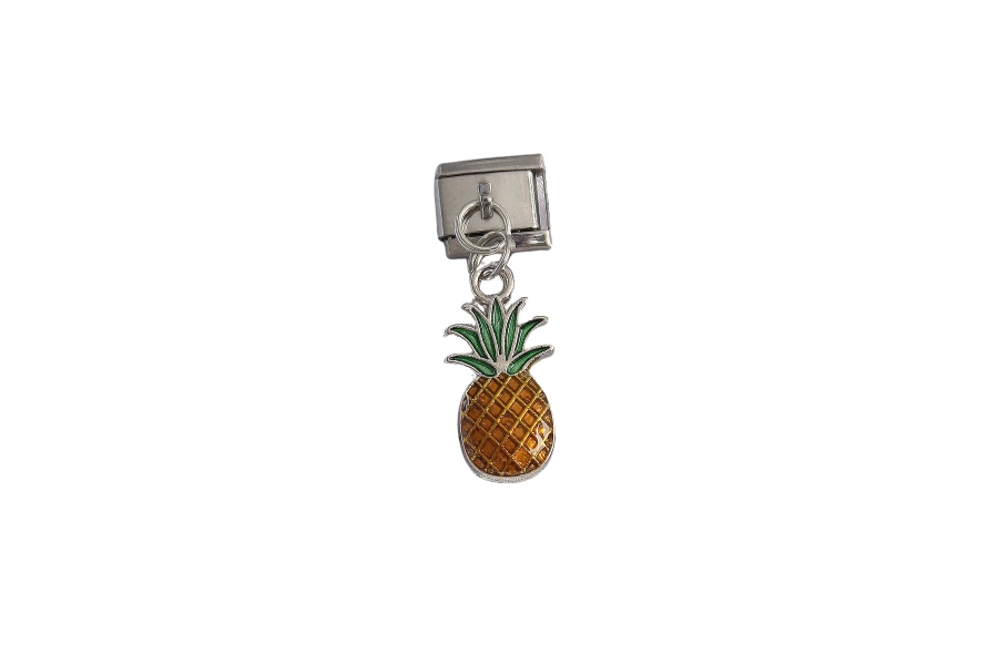 Shoecide 316l Çelik Gümüş Renk Sallantı Ananas Figür Nomination Charm