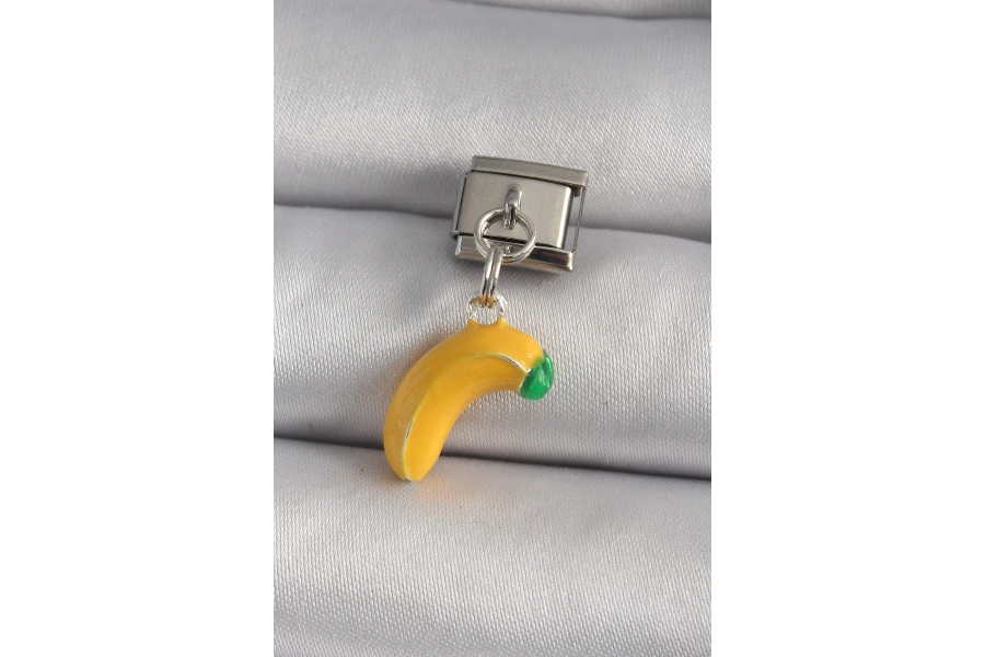 Shoecide 316l Çelik Gümüş Renk Sallantı Muz Model Nomination Charm