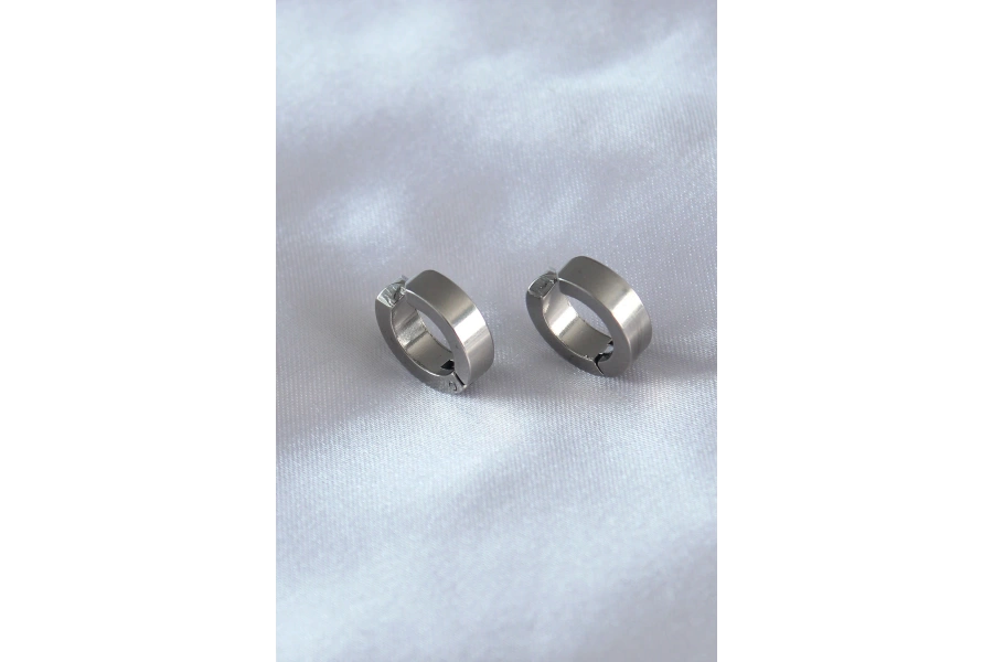 Shoecide 316l Çelik Gümüş Renk Sıkıştırmalı Erkek Küpe