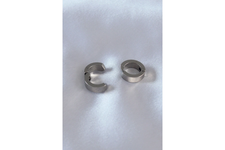 Shoecide 316l Çelik Gümüş Renk Sıkıştırmalı Erkek Küpe