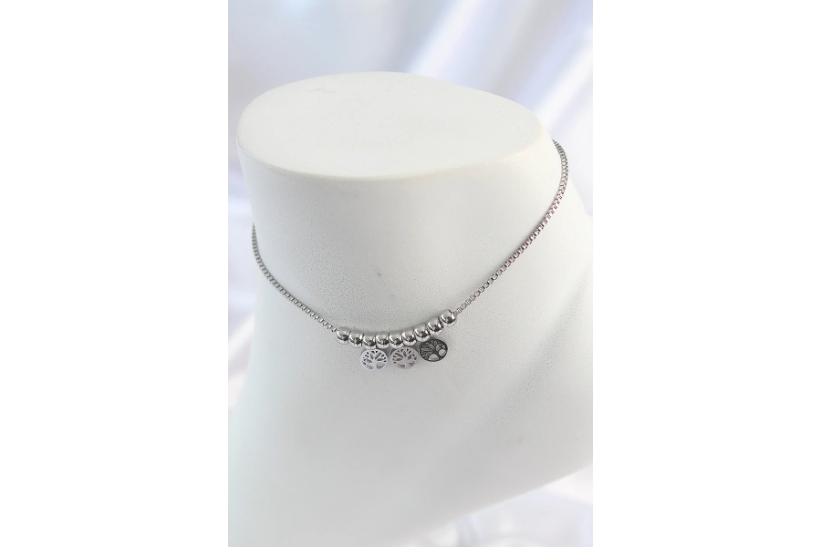 Shoecide 316l Çelik Gümüş Renk Yaşam Ağacı Model Kadın Halhal