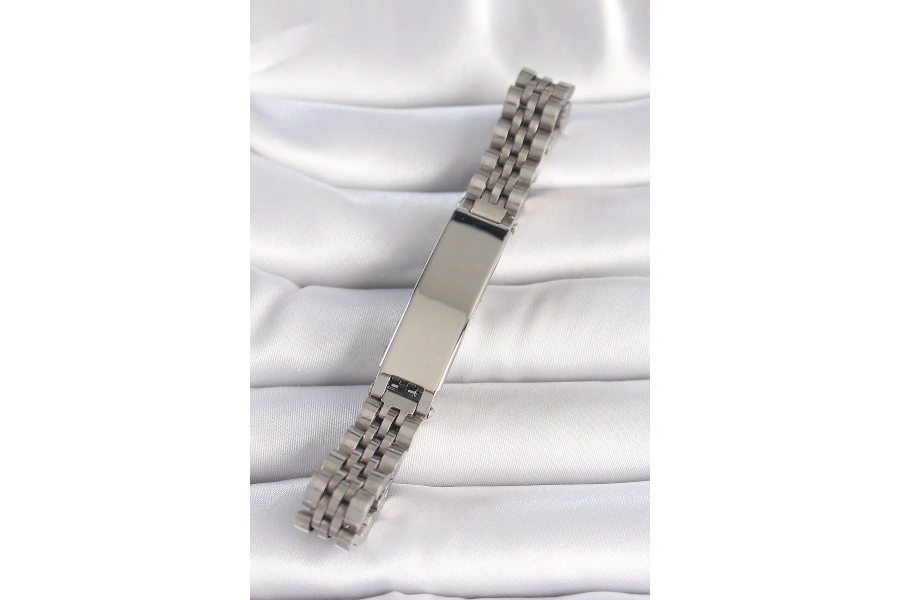 Shoecide 316l Çelik Gümüş Renk Zincir Künye Model Erkek Bileklik