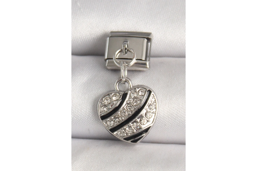 Shoecide 316l Çelik Gümüş Renk Zirkon Taşlı Kalp Model Nomination Charm