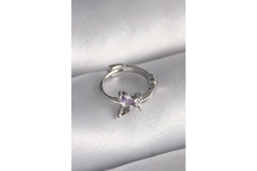 Shoecide 316l Çelik Gümüş Renk Zirkon Taşlı Kelebek Model Tragus Piercing