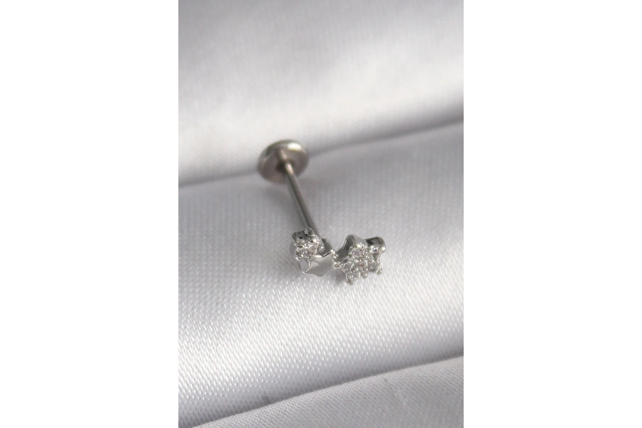 Shoecide 316l Çelik Gümüş Renk Zirkon Taşlı Yıldız Model Tragus Piercing