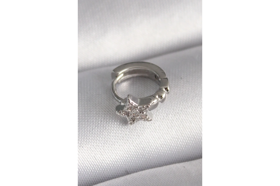 Shoecide 316l Çelik Gümüş Renk Zirkon Taşlı Yıldız Model Tragus Piercing