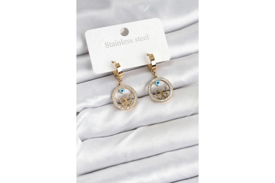 Shoecide 316l Çelik Halka Kelebek Kadın Küpe