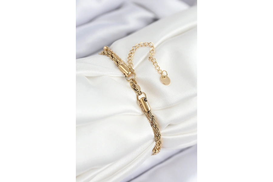 Shoecide 316l Çelik Nazar Boncuk Model Burgu Zincir Gold Renk Kadın Bileklik