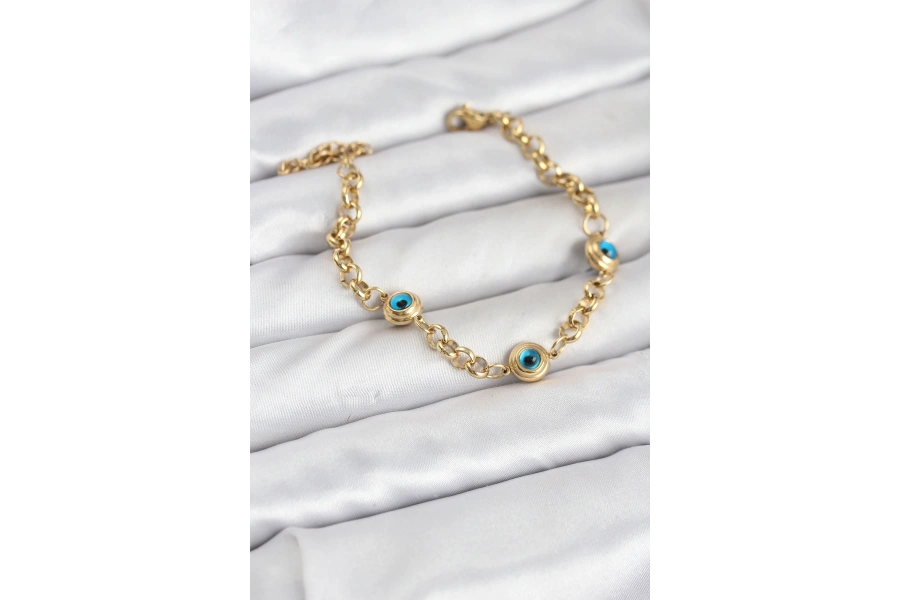 Shoecide 316l Çelik Nazar Model Gold Renk Kadın Bileklik