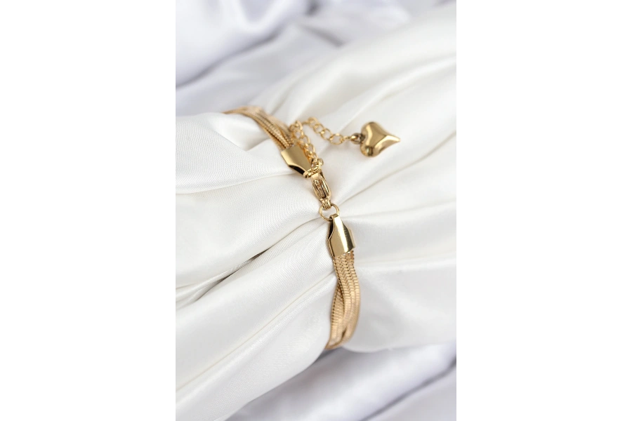 Shoecide 316l Çelik Örgü İtalyan Zincir Model Gold Renk Kadın Bileklik