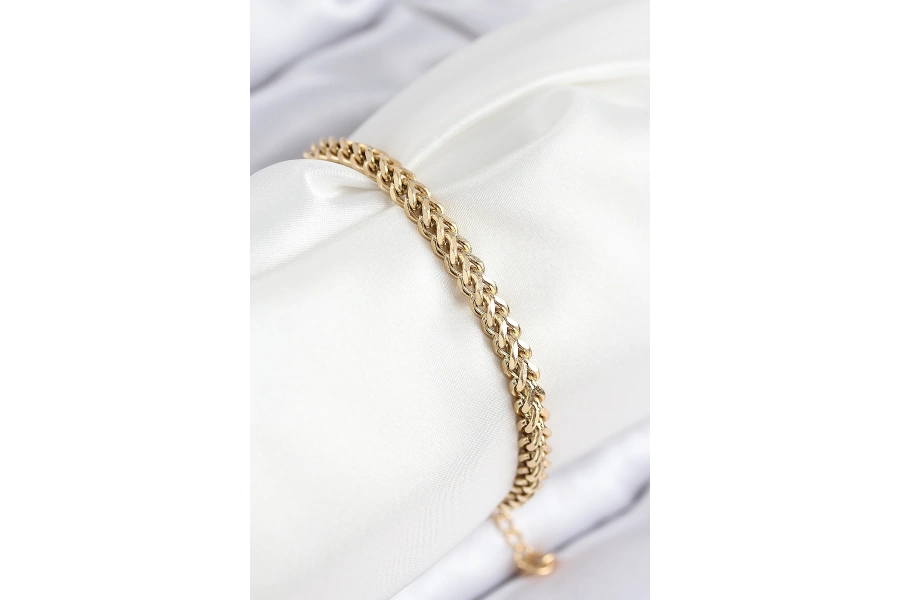 Shoecide 316l Çelik Örgü Zincir Model Gold Renk Kadın Bileklik