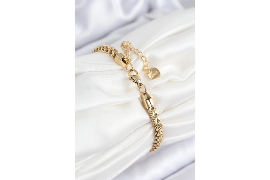 Shoecide 316l Çelik Örgü Zincir Model Gold Renk Kadın Bileklik