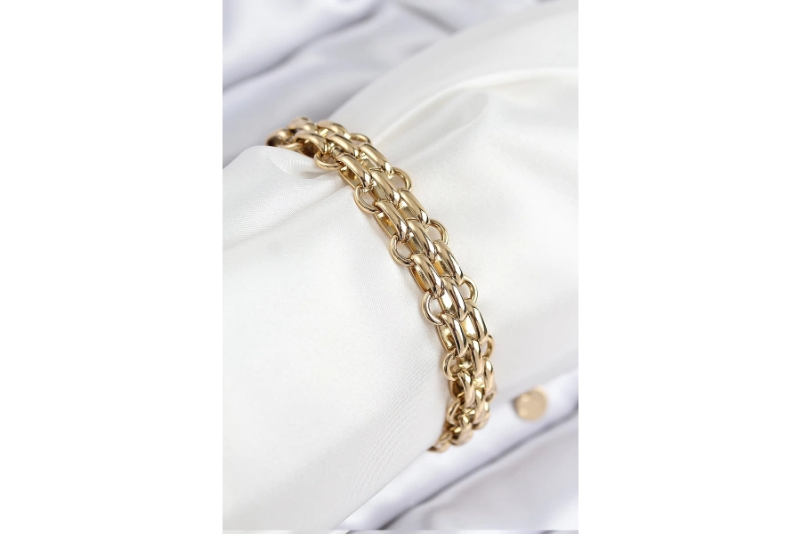 Shoecide 316l Çelik Örme Zincir Model Gold Renk Kadın Bileklik