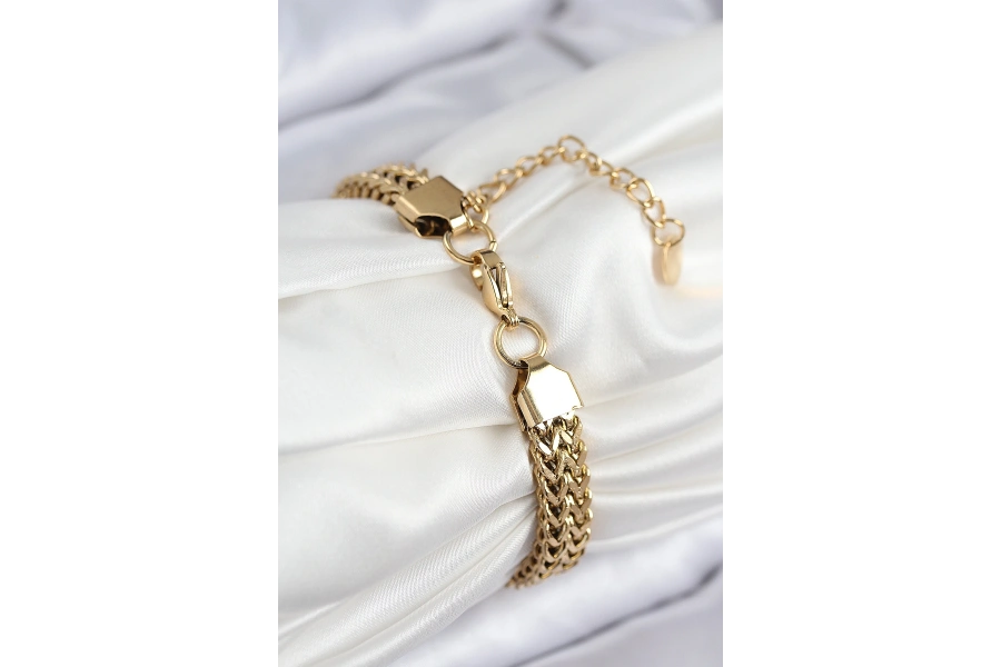 Shoecide 316l Çelik Örme Zincir Model Gold Renk Kadın Bileklik