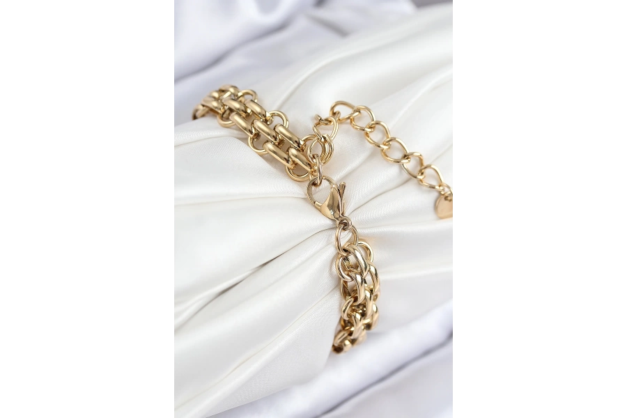 Shoecide 316l Çelik Örme Zincir Model Gold Renk Kadın Bileklik