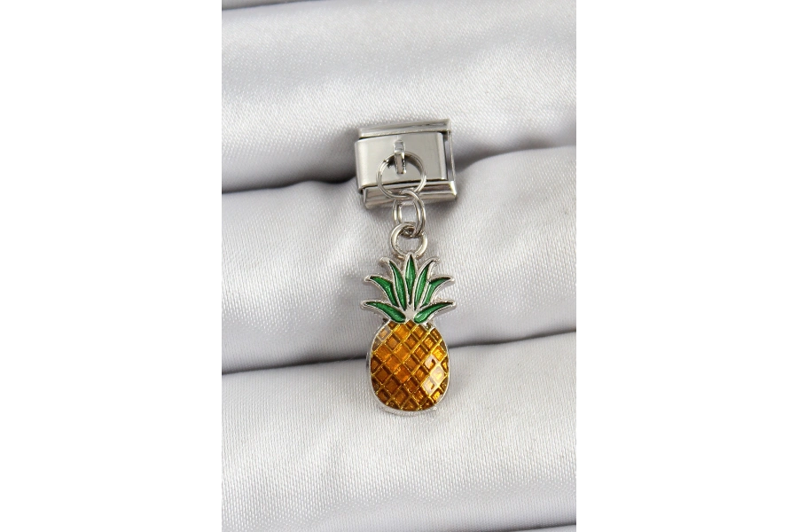 Shoecide 316l Çelik Sallantılı Ananas Model Gümüş Renk Nomination Charm