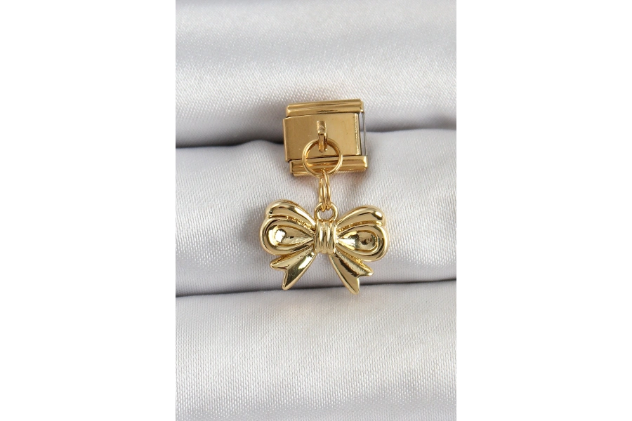 Shoecide 316l Çelik Sallantılı Fiyonk Model Gold Renk Nomination Charm