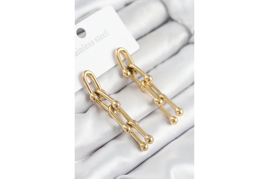 Shoecide 316l Çelik Sallantılı Tifany Model Gold Renk Kadın Küpe