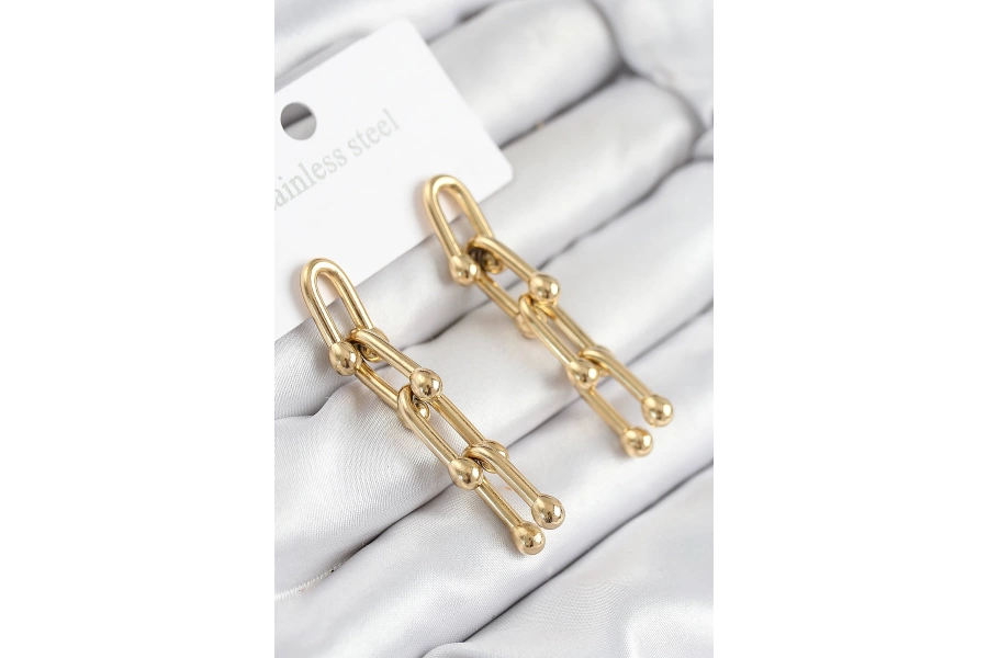 Shoecide 316l Çelik Sallantılı Tifany Model Gold Renk Kadın Küpe